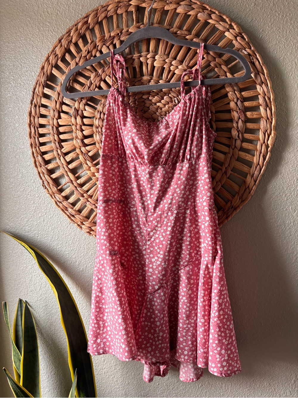 Pink Floral Tie-Shoulder Sundress
